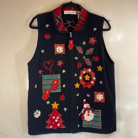 Vintage Jackets & Coats Vintage Victoria Jones Christmas Holiday Sweater Vest Poshmark